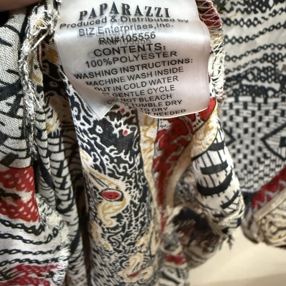 PAPARAZZI Womens Sz‎ M Indie Boho Open Front Tie Duster Flowy Western Festival - Picture 7 of 7